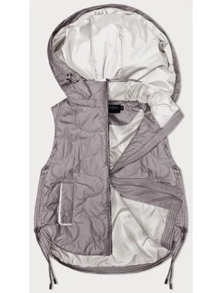 Krátká dámská vesta v barvě cappuccino s odpínací kapucí BH Forever (BH-2414BIG) Krátká dámská vesta v barvě cappuccino s odpínací kapucí BH Forever (BH-2414BIG)