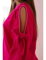 Sada mikiny s mašlí na rukávech a legínách fuchsie Sada mikiny s mašlí na rukávech a legínách fuchsie