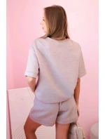 Dámská máslová souprava s šortkami s vysokým pasem béžový melír