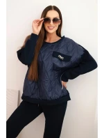 Dámská souprava z viskózy s prošívanou mikinou a kalhotami granatový