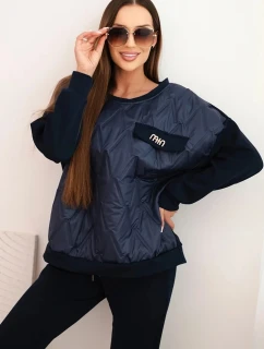 Dámská souprava z viskózy s prošívanou mikinou a kalhotami granatový