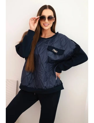 Dámská souprava z viskózy s prošívanou mikinou a kalhotami granatový