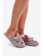 Vánoční Pantofle S Motivem Sobů Tmavě Béžové Sylaia