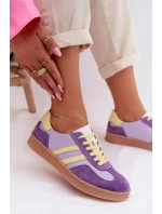 Kožené Dámské Tenisky LR61-7059 Fialové