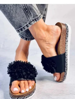 Dámské nazouváky / pantofle ZX6055-1 Černá s hnědou - Sweet Shoes