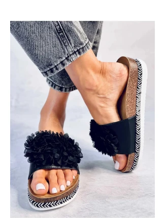 Dámské nazouváky / pantofle ZX6055-1 Černá s hnědou - Sweet Shoes Dámské nazouváky / pantofle ZX6055-1 Černá s hnědou - Sweet Shoes