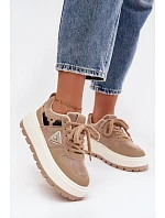 Dámské boty na platformě A209 béžové - Sweet Shoes