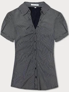 Tmavě modrá pruhovaná halenka s krátkými rukávy (SST16222D)