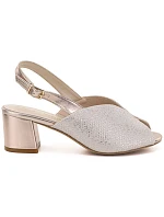 Dámské zlaté sandály na podpatku Sergio Leone SK471