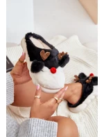 Dámské Kožené Pantofle S Motivem Sobů Černé Wistira