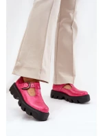 Lakované Kožené Polobotky S Přezkou Zazoo 20183 Fuchsie