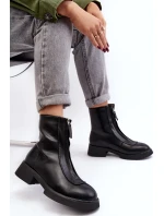 Dámské ploché kozačky se zipem černá Elkasa Dámské ploché kozačky se zipem černá Elkasa