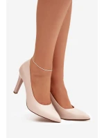 Dámské eko-kožené lodičky Sergio Leone – světle béžové Dámské eko-kožené lodičky Sergio Leone – světle béžové