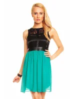 Dámské párty šaty MAYAADI bez rukávů s krajkou krátké černo zelené - Černá - MAYAADI