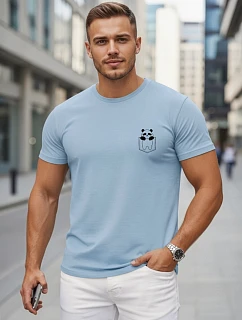 Pánské bavlněné tričko s malým potiskem, světle modré, FashionStreet NX5131R