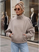 Krátký dámský kabát s vlnou, krátký, béžový, FashionStreet TY6033