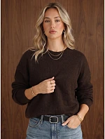 Dámský oversize svetr s vlnou, čokoládová barva, FashionStreet MY2650
