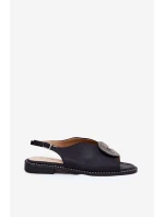 Lesklé Dámské Sandály S Ozdobným Detalem S.Barski KV51-012 Černé