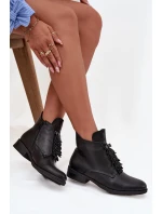 Dámské zateplené botky S.Barski – černé, na plochém podpatku