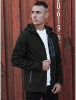 Pánská přechodná softshellová bunda s kapucí černá FashionStreet TX4814