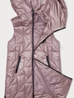 Růžová prošívaná dámská vesta s asymetrickou spodní částí S'West (B8237-81)