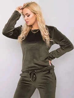 Dámská velurová tepláková souprava plus size khaki (6085)