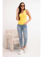 Top dámský bavlněný na ramínkách s výstřihem do V žlutá