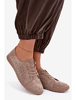 Dámské perforované polobotky z přírodního semiše světle hnědé Feliva