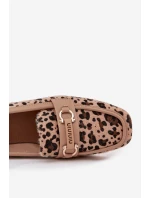 Dámské mokasíny/loafersy s panteřím vzorem Evelora – béžové
