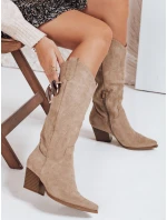 Dámské semišové kovbojské boty béžové FashionStreet ZY1102 Dámské semišové kovbojské boty béžové FashionStreet ZY1102