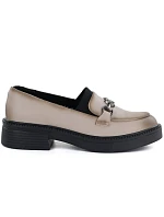 Dámské kožené mokasíny na silné podrážce béžové Vinceza 39985