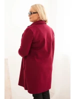 Dámský elegantní plášť Plus Size s límcem a velkými kapsami švestkový Dámský elegantní plášť Plus Size s límcem a velkými kapsami švestkový