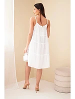 Dámské bavlněné šaty na ramínka s volánky bílá Dámské bavlněné šaty na ramínka s volánky bílá