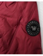 Pikowana kurtka damska z asymetrycznym dołem Goodlookin ciemny czerwony (B8592-27)