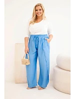 Dámské bavlněné kalhoty Plus Size s gumou v pase džínové Dámské bavlněné kalhoty Plus Size s gumou v pase džínové