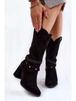 Dámské semišové boty na vysokém podpatku Lewski Boty 2934/B Černá Dámské semišové boty na vysokém podpatku Lewski Boty 2934/B Černá