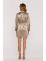 M888 Saténové mini šaty s nadýchanými rukávy - zlaté M888 Saténové mini šaty s nadýchanými rukávy - zlaté