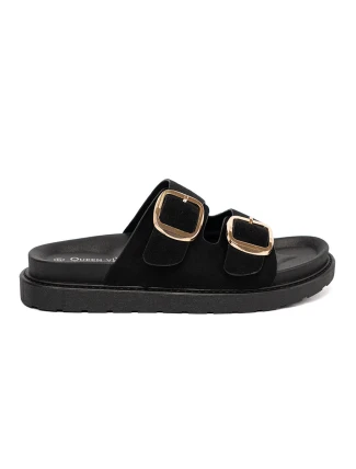 Komfortní dámské nazouváky černé platforma Komfortní dámské nazouváky černé platforma