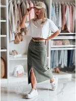 Džínová maxi sukně s rozparkem MIDIWAY zelená FashionStreet CY0489 Džínová maxi sukně s rozparkem MIDIWAY zelená FashionStreet CY0489