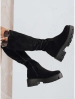 Dámské semišové boty na platformě černé FashionStreet ZY1103