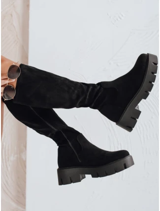 Dámské semišové boty na platformě černé FashionStreet ZY1103