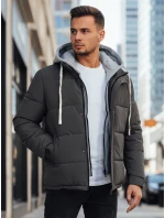 Pánská prošívaná zimní bunda s kapucí tmavě šedá FashionStreet TX5103