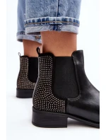 Nízké dámské Chelsea boty s ozdobou, černá Donname