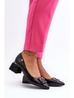 Lodičky na blokovém podpatku se zdobením, Eko kůže, Černá Sarala Lodičky na blokovém podpatku se zdobením, Eko kůže, Černá Sarala