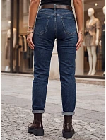 Dámské džíny Mom Fit s páskem a vysokým pasem, tmavě modré, FashionStreet UY3110 Dámské džíny Mom Fit s páskem a vysokým pasem, tmavě modré, FashionStreet UY3110