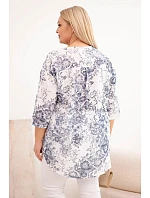 Dámská bavlněná halenka plus size s krátkým rukávem a ozdobným knoflíkem bílá Dámská bavlněná halenka plus size s krátkým rukávem a ozdobným knoflíkem bílá