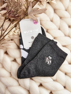 Dámské bavlněné ponožky s potiskem Medvěd tmavě šedé