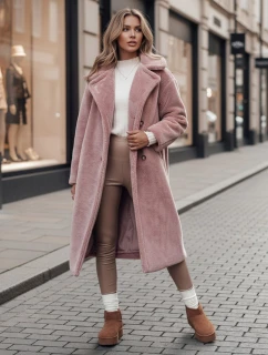 Dámský zimní kabát LUXERII dlouhý kožich růžový FashionStreet TY4689z