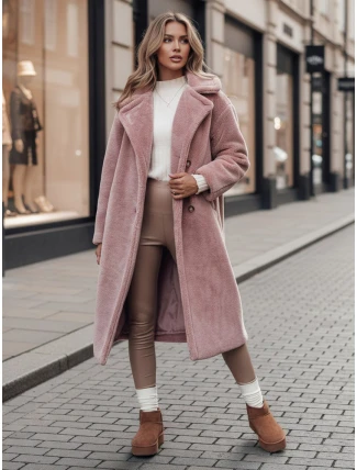 Dámský zimní kabát LUXERII dlouhý kožich růžový FashionStreet TY4689z