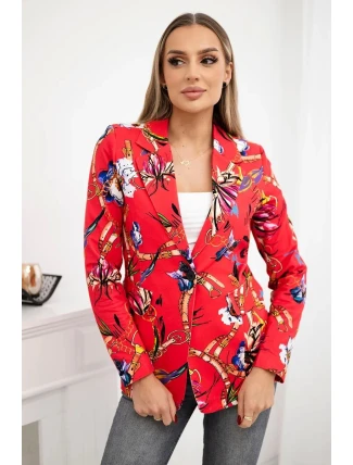 Bavlněná bunda s potiskem a knoflíkem malina Bavlněná bunda s potiskem a knoflíkem malina